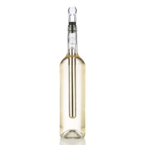 innovagoods enfriador de vino con aireador doble funcion acero inoxidable y abs compacto y portatil 2.5x12x1.5cm color blanco