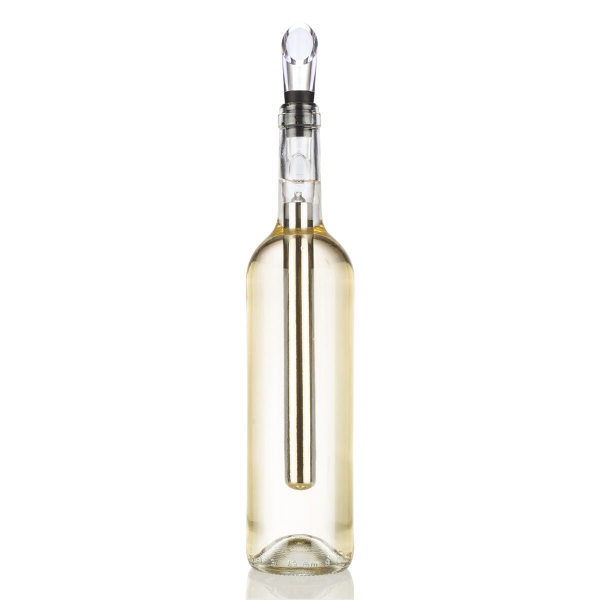 innovagoods enfriador de vino con aireador doble funcion acero inoxidable y abs compacto y portatil 2.5x12x1.5cm color blanco