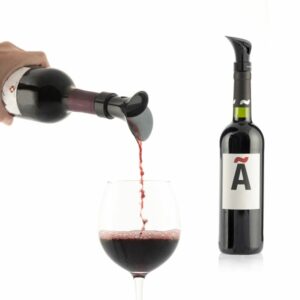 innovagoods wintopp tapon dispensador de vino 2 en 1 con aireador multifuncion cierre hermetico antigoteo facil de limpiar 5x9.8x5cm color negro