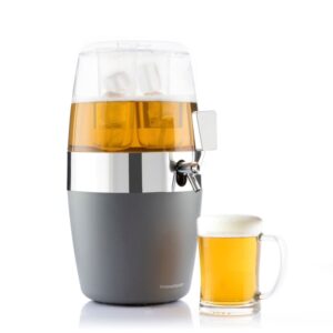 innovagoods freer dispensador refrigerante para bebidas capacidad 4l grifo antigoteo compartimento para hielo compartimento de almacenaje 22x41.7x26.5cm color gris, plateado y transparente