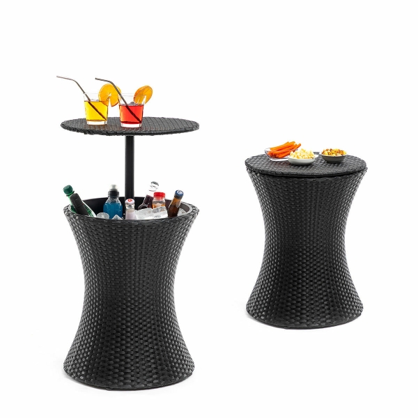 innovagoods frizzble mesa nevera para jardin 3 en 1 multifuncion capacidad 20l altura ajustable resistente al agua incluye drenaje color negro
