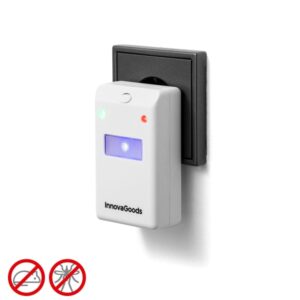 innovagoods killekt duo pack de 2 repelentes ultrasonicos de plagas silencioso y ecologico alcance hasta 180m2 reutilizable luz led nocturna bajo consumo 6.5x9.8x6cm color blanco