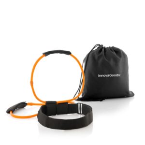 innovagoods bootrainer cinturon con bandas elasticas para gluteos resistencia de 18kg guia de ejercicios ajustable con velcro bolsa de transporte latex/nailon color negro y naranja