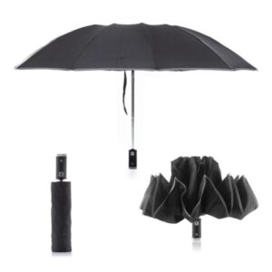 innovagoods folbrella paraguas de cierre inverso con luz led reflectante antigoteo compacto ligero color negro y gris