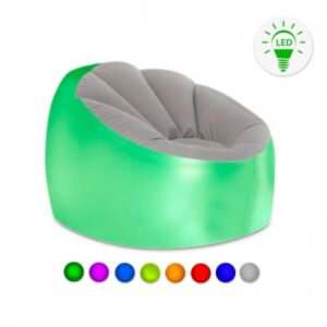 innovagoods chight sillon hinchable con luces led multicolor mando a distancia ip67 material suave y antideslizante soporta hasta 100kg 99x64x104cm color gris y transparente