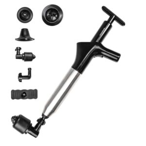 innovagoods jetpro desatascador de aire comprimido 5 en 1 con accesorios alta presion acero inoxidable manometro incluido presion ajustable color negro