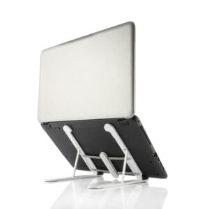innovagoods flappot soporte para portatil hasta 17" soporte ajustable antideslizante ligero portatil incluye funda 8 niveles de inclinacion 21x16.5x26.5cm color blanco
