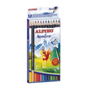 alpino aqualine pack con 12 lapices de colores hexagonales acuarelables mina de 3.3mm colores surtidos