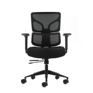 oqonos cherg 012 silla de oficina ergonomica con respaldo y asiento de malla elastica, reposabrazos 4d, asiento deslizable ergonomico moldeado y ruedas de silicona negro