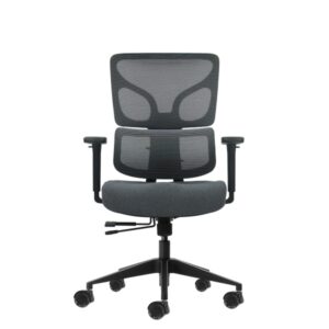 oqonos cherg 013 silla de oficina ergonomica con respaldo y asiento de malla elastica, reposabrazos 4d, asiento deslizable ergonomico moldeado y ruedas de silicona gris con estructura negra