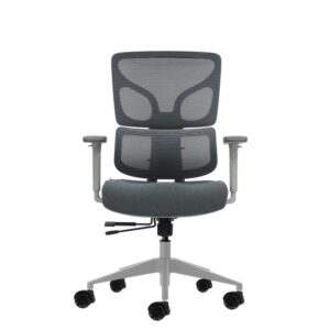 oqonos cherg 015 silla de oficina ergonomica con respaldo y asiento de malla elastica, reposabrazos 4d, asiento deslizable ergonomico moldeado y ruedas de silicona gris