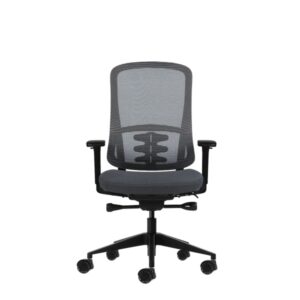oqonos cherg 020 silla de oficina ergonomica con mecanismo autobalanceado, reposabrazos 4d, asiento deslizable y ruedas de silicona gris con estructura negra
