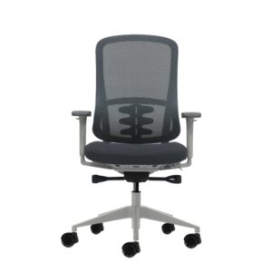 oqonos cherg 023 silla de oficina ergonomica con mecanismo autobalanceado, reposabrazos 4d, asiento deslizable y ruedas de silicona gris