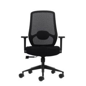 oqonos cherg 024 silla de oficina ergonomica con soporte lumbar ajustable en altura y profundidad, reposabrazos 4d, piston de gas clase 4, asiento ergonomico moldeado y ruedas de silicona negro