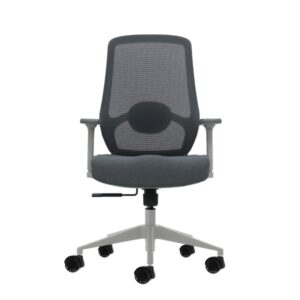 oqonos cherg 026 silla de oficina ergonomica con soporte lumbar ajustable en altura y profundidad, reposabrazos 4d, piston de gas clase 4, asiento ergonomico moldeado y ruedas de silicona gris