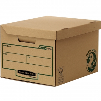 fellowes bankers box earth series maxi contenedor de archivos automontable tapa fija admite hasta 6 caja de archivo definitivo 80mm carton reciclado certificacion fsc