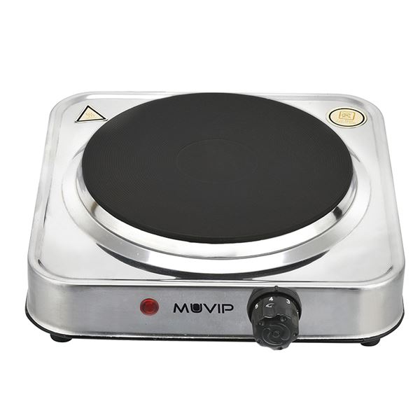muvip mv0644 cocina electrica de 1 placa 1500w acero inoxidable 5 niveles de potencia termostato con sistema de seguridad