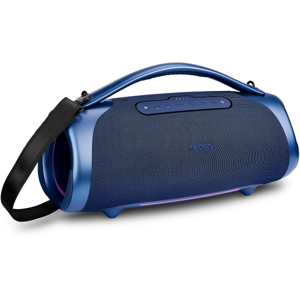 medion life p61768 xl altavoz 50w + 50w rms bluetooth 5.3 modo broadcast resistente al agua hasta 30 horas de autonomia iluminacion rgb color azul