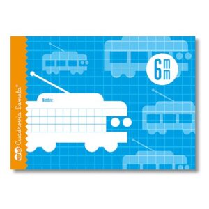 lamela libreta grapada con 16 hojas de 70g/m2 con margen formato cuarto pauta cuadrovia de 6mm cubierta de cartoncillo plastificado papel offset blanco extra color azul
