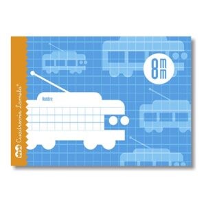 lamela libreta grapada con 16 hojas de 70g/m2 con margen formato cuarto pauta cuadrovia de 8mm cubierta de cartoncillo plastificado papel offset blanco extra color azul