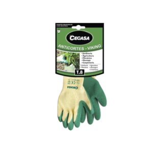 cegasa viking guantes de trabajo anticortes talla 8 fabricados en algodon con recubimiento de latex rugoso en palma y dedos color verde