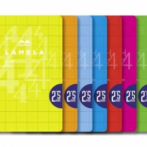 lamela pack de 10 libretas grapadas con 50 hojas de 90g/m2 con margen formato a4 pauta cuadrovia de 2.5mm cubierta de cartoncillo plastificado papel offset blanco extra colores surtidos