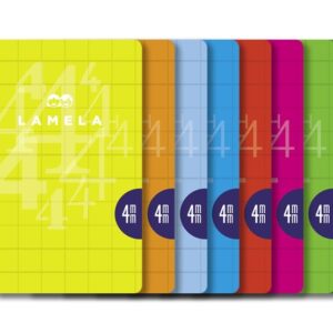 lamela pack de 10 libretas grapadas con 50 hojas de 90g/m2 con margen formato a4 pauta cuadrovia de 4mm cubierta de cartoncillo plastificado papel offset blanco extra colores surtidos