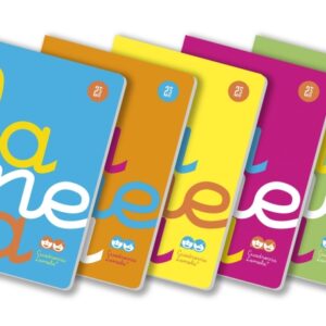 lamela pack de 5 libretas grapadas con 50 hojas de 90g/m2 con margen formato a4 pauta cuadrovia de 2.5mm cubierta de polipropileno fluorescente papel offset blanco extra colores surtidos