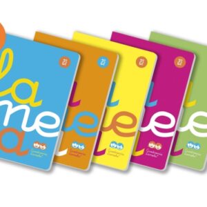 lamela pack de 5 libretas grapadas con 50 hojas de 90g/m2 con margen formato a4 pauta cuadrovia de 4mm cubierta de polipropileno fluorescente papel offset blanco extra colores surtidos
