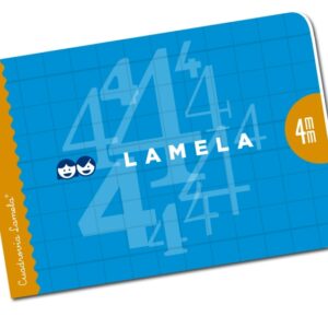 lamela libreta grapada con 30 hojas de 70g/m2 con margen formato cuarto pauta cuadrovia de 4mm cubierta de cartoncillo plastificado papel offset blanco extra color azul