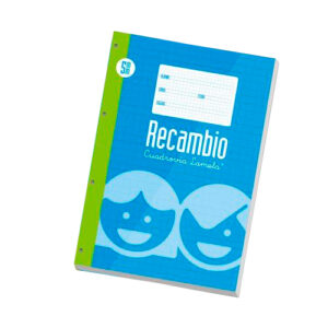 lamela recambio para anillas con 100 hojas de 70g/m2 con margen formato folio pauta cuadrovia de 5mm papel offset blanco extra color azul