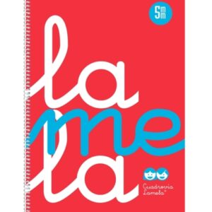 lamela cuaderno espiral con 80 hojas de 90g/m2 con margen formato folio pauta cuadrovia de 5mm cubierta de polipropileno papel offset blanco extra color rojo fluorescente
