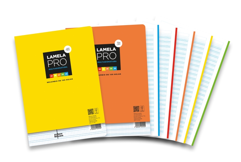 lamela pro recambio multitarea de 100 hojas de 90g/m2 formato a4 pauta cuadrovia de 3mm papel offset blanco extra certificacion pefc