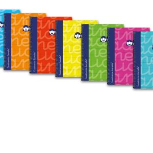 lamela pack de 6 cuadernos de espiral con 80 hojas de 90g/m2 con margen formato cuarto pauta cuadrovia de 4mm cubierta extra dura papel offset blanco extra colores surtidos