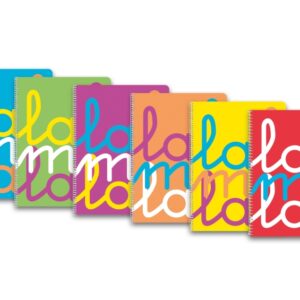 lamela pack de 6 cuadernos de espiral con 80 hojas de 90g/m2 con margen formato folio pauta cuadrovia de 3mm cubierta de polipropileno fluorescente papel offset blanco extra colores surtidos