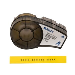 brady m21 250 c 342 yl cinta de etiquetas original termocontractiles permasleeve texto negro sobre fondo amarillo ancho 11,15mm x 2,1m