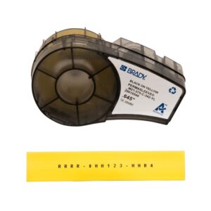 brady m21 375 c 342 yl cinta de etiquetas original termocontractiles permasleeve texto negro sobre fondo amarillo ancho 16,38mm x 2,1m