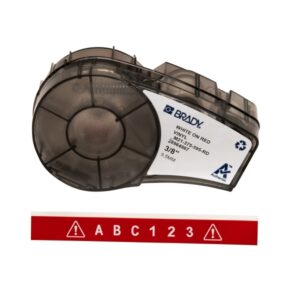 brady m21 375 595 rd cinta de etiquetas original vinilo texto blanco sobre fondo rojo ancho 9.53mm x 6,40m