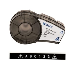 brady m21 375 595 bk cinta de etiquetas original vinilo texto blanco sobre fondo negro ancho 9.53mm x 6,40m