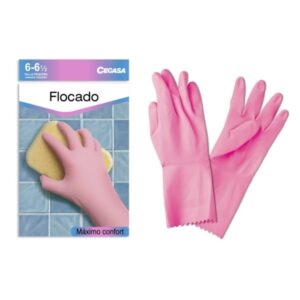 cegasa guantes de latex talla p 6 6 1/2 flocados uso general, domestico, limpieza color rosa