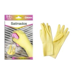 cegasa guantes de latex talla mini 5 5 1/2 satinados uso general, domestico, limpieza espesor en palma de 0,45mm color amarillo