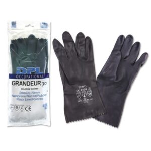 dpl occupational grandeur guantes industriales talla 8 8 1/2 flocados espesor en palma de 0,7mm industria quimica, pesada y de mantenimiento etc.. color negro