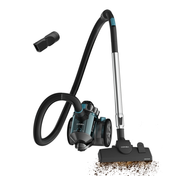 cecotec conga rockstar cyclonic x treme aspiradora de trineo sin bolsa potencia 800w deposito de 2l incluye accesorios ruedas succion 20kpa radio de accion hasta 6.2m color gris oscuro