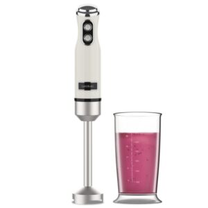 cecotec power retrobeige 1200max batidora de mano potencia 1200w vaso de 0.5l velocidad ajustable apto para lavavajillas cuchillas recubiertas de titanio color beige
