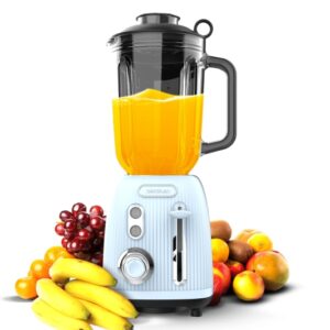 cecotec power black titanium retroblue batidora de vaso potencia 1200w capacidad jarra 1.5l velocidad ajustable estilo retro cuchillas recubiertas de titanio color azul claro