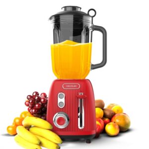 cecotec power black titanium retrored batidora de vaso potencia 1200w capacidad jarra 1.5l velocidad ajustable estilo retro cuchillas recubiertas de titanio color rojo