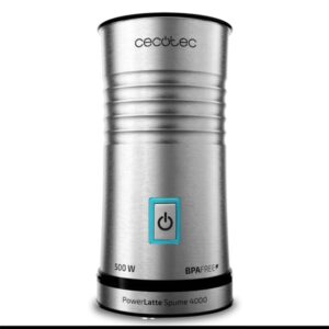 cecotec power latte spume 4000 espumador de leche potencia 500w capacidad 115ml antiadherente sin cables antideslizante libre de bpa color acero