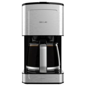 cecotec coffee 56 heat cafetera de goteo para 12 tazas potencia 800w capacidad 1.3l temperatura regulable acabados en acero inoxidable color negro y plateado