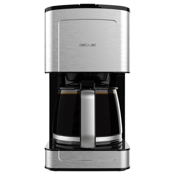 cecotec coffee 56 heat cafetera de goteo para 12 tazas potencia 800w capacidad 1.3l temperatura regulable acabados en acero inoxidable color negro y plateado
