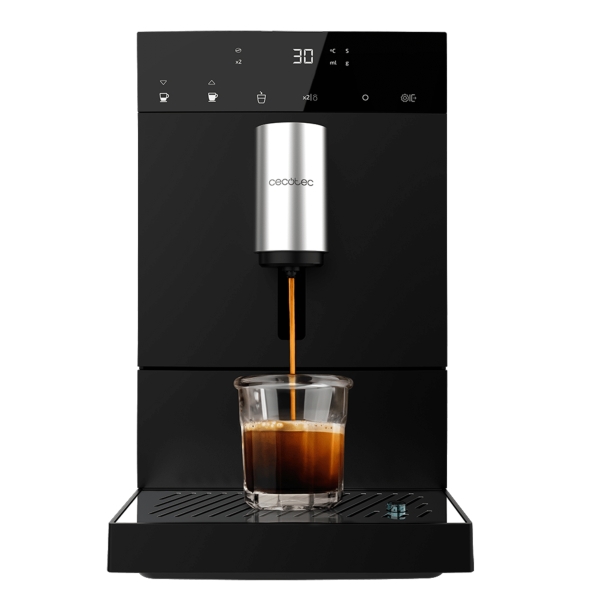 cecotec cremmaet commpact cafetera espresso automatica presion 19bar deposito de 1.1l molinillo conico pantalla tactil termoblock limpieza automatica color negro